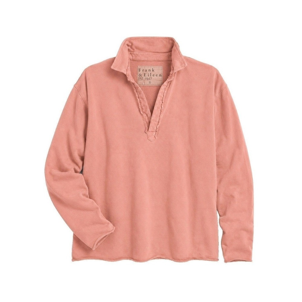 Frank & Eileen Womens Coral Heritage Jersey Patrick Popover Henley Sweatshirt XL